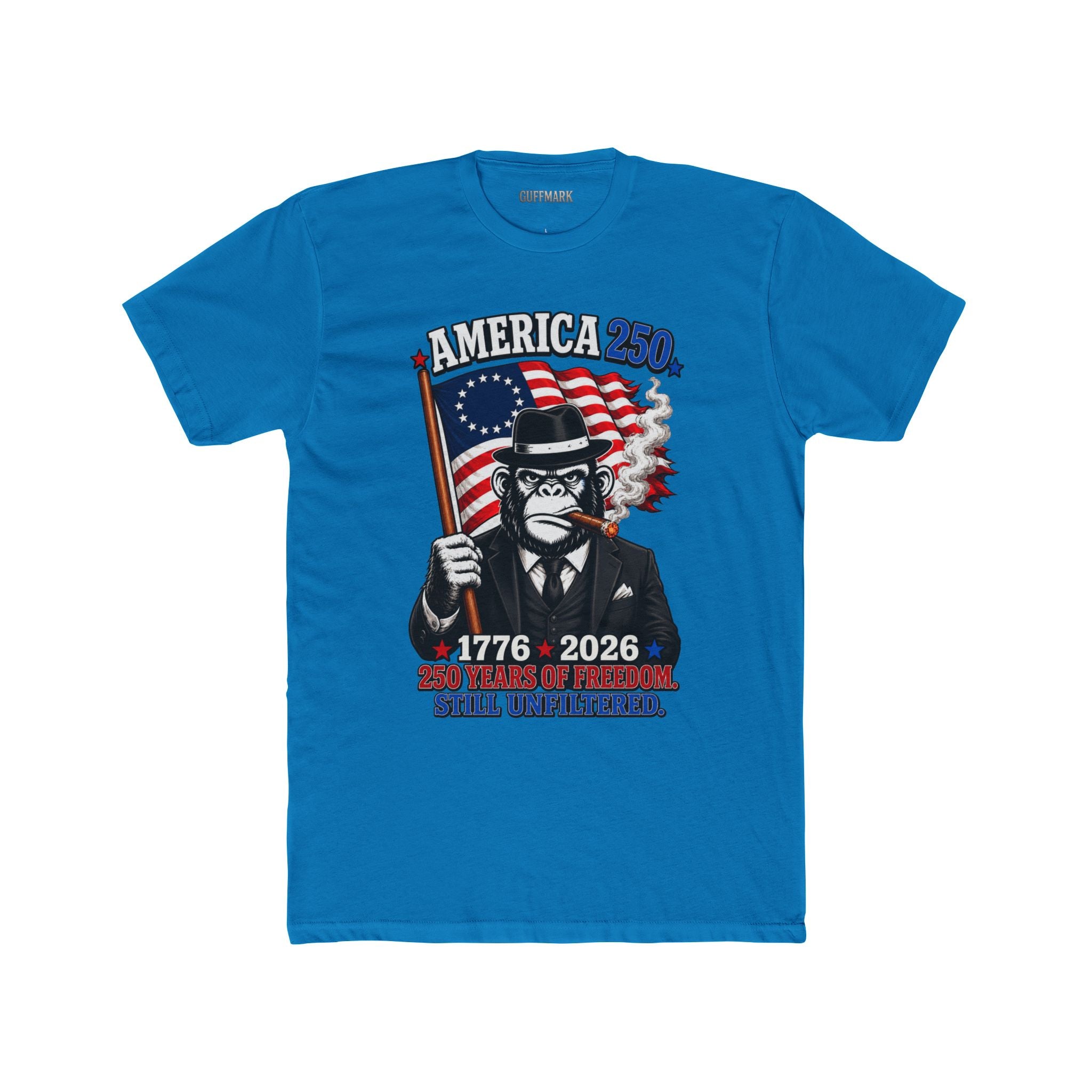 GuffMark America 250 Gorilla Tee | 1776–2026 Patriotic Cigar Graphic Shirt