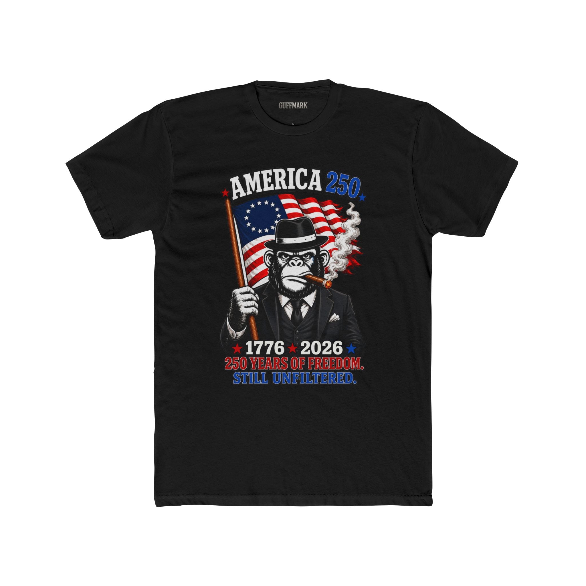 GuffMark America 250 Gorilla Tee | 1776–2026 Patriotic Cigar Graphic Shirt