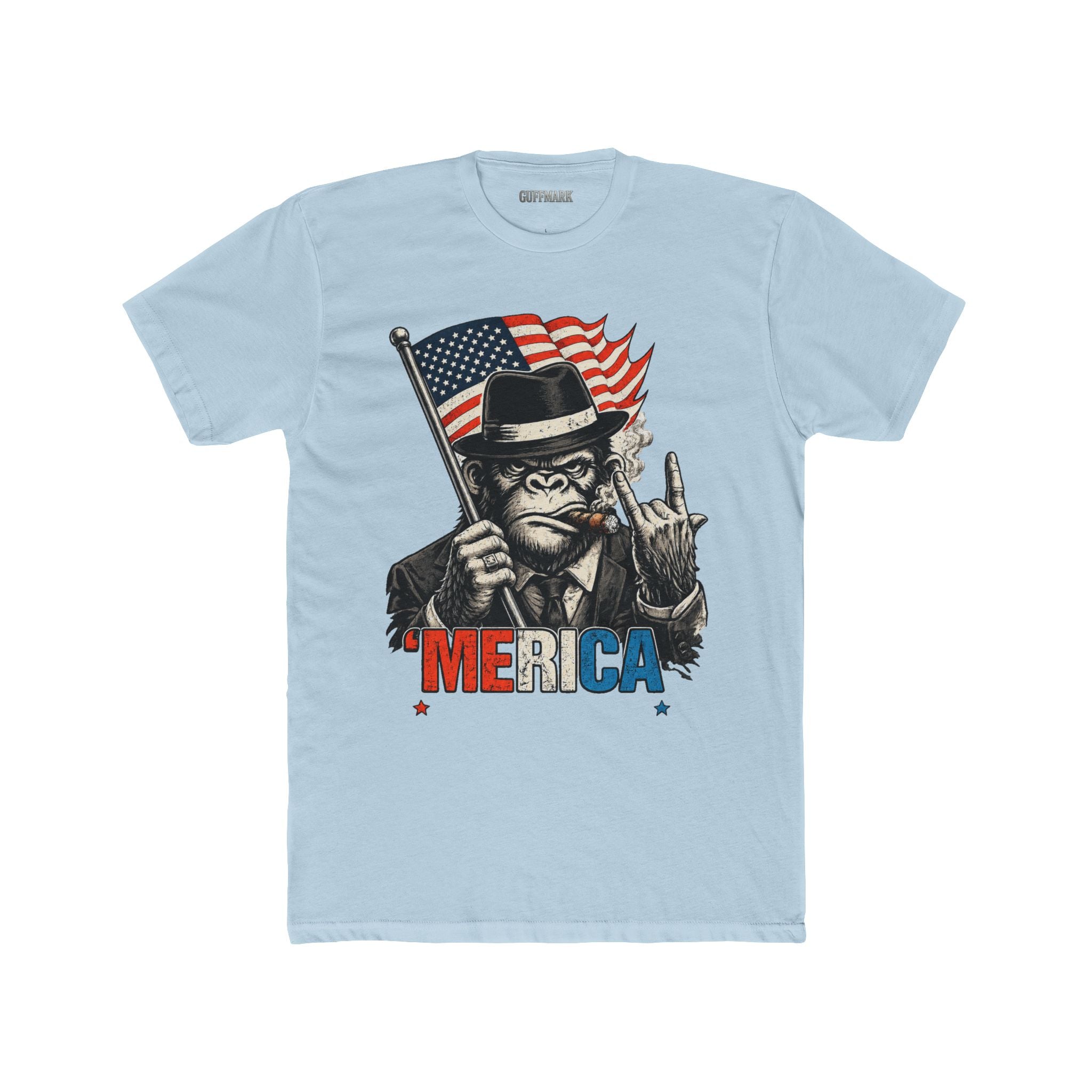 'MERICA Gorilla Patriotic Graphic Tee American Flag Cigar Shirt
