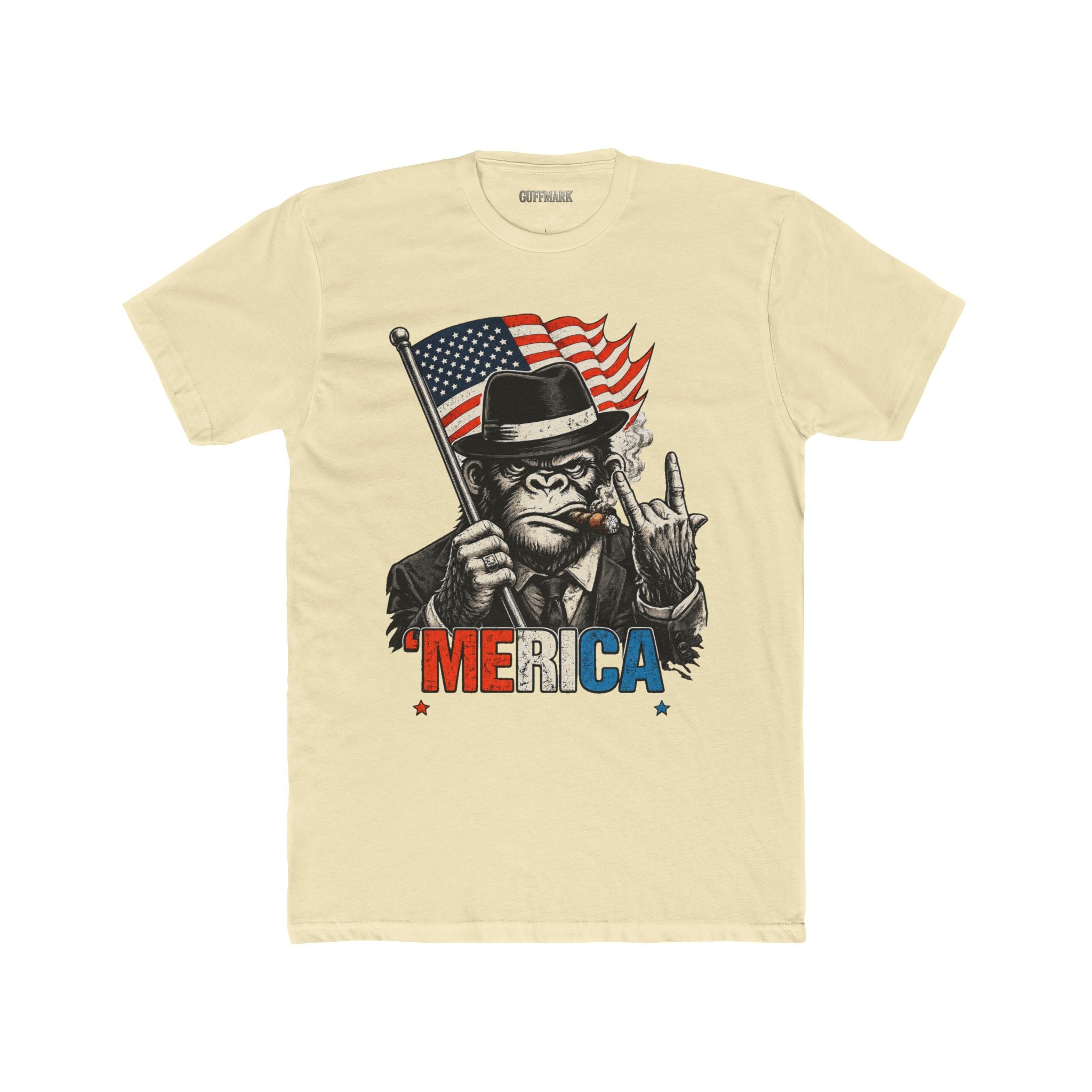 'MERICA Gorilla Patriotic Graphic Tee American Flag Cigar Shirt