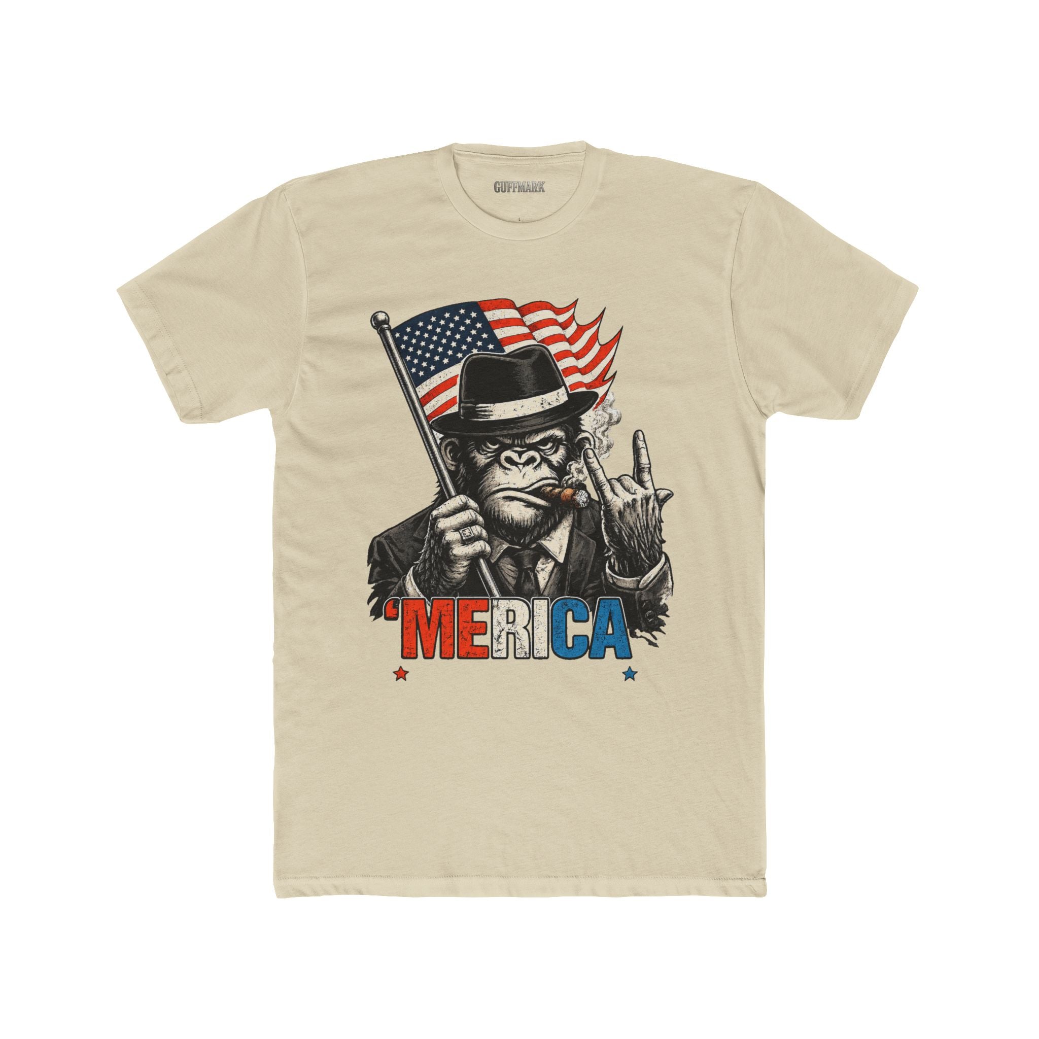 'MERICA Gorilla Patriotic Graphic Tee American Flag Cigar Shirt