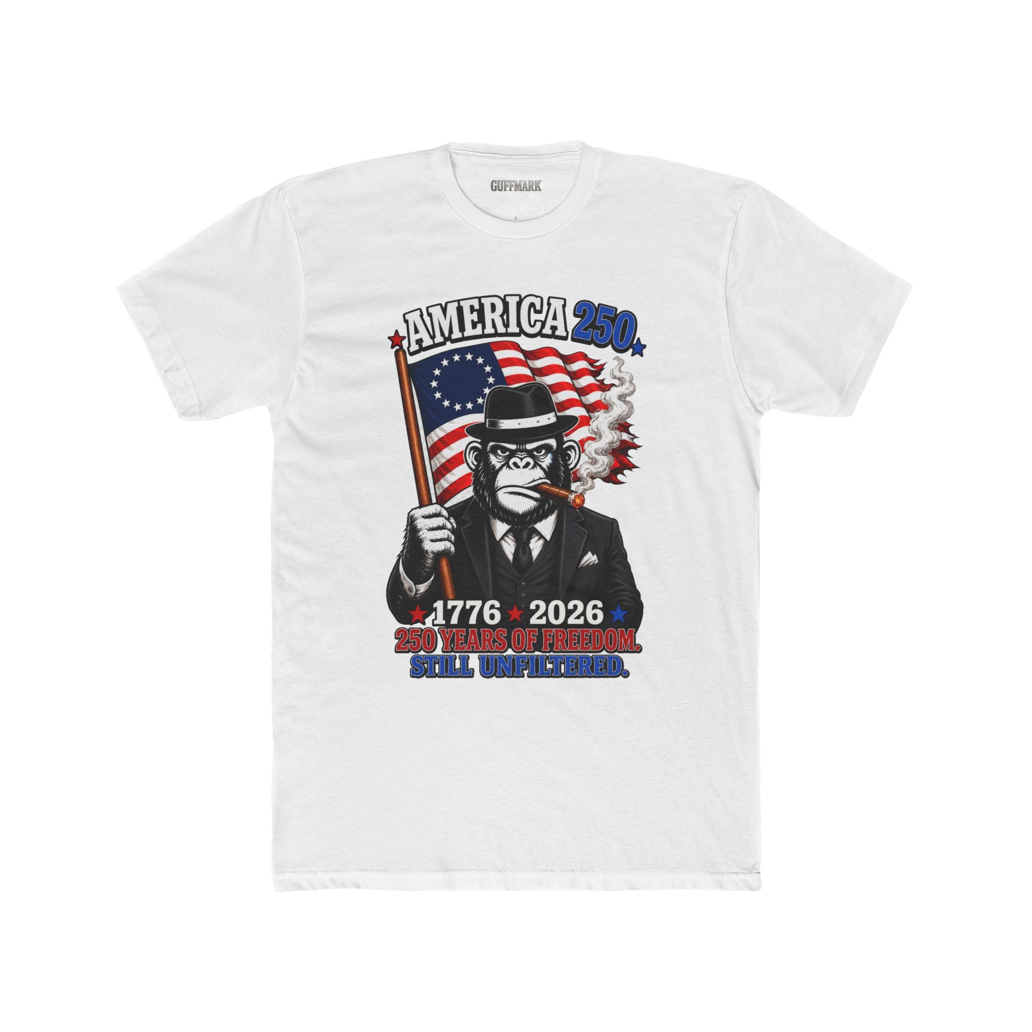 GuffMark America 250 Gorilla Tee | 1776–2026 Patriotic Cigar Graphic Shirt