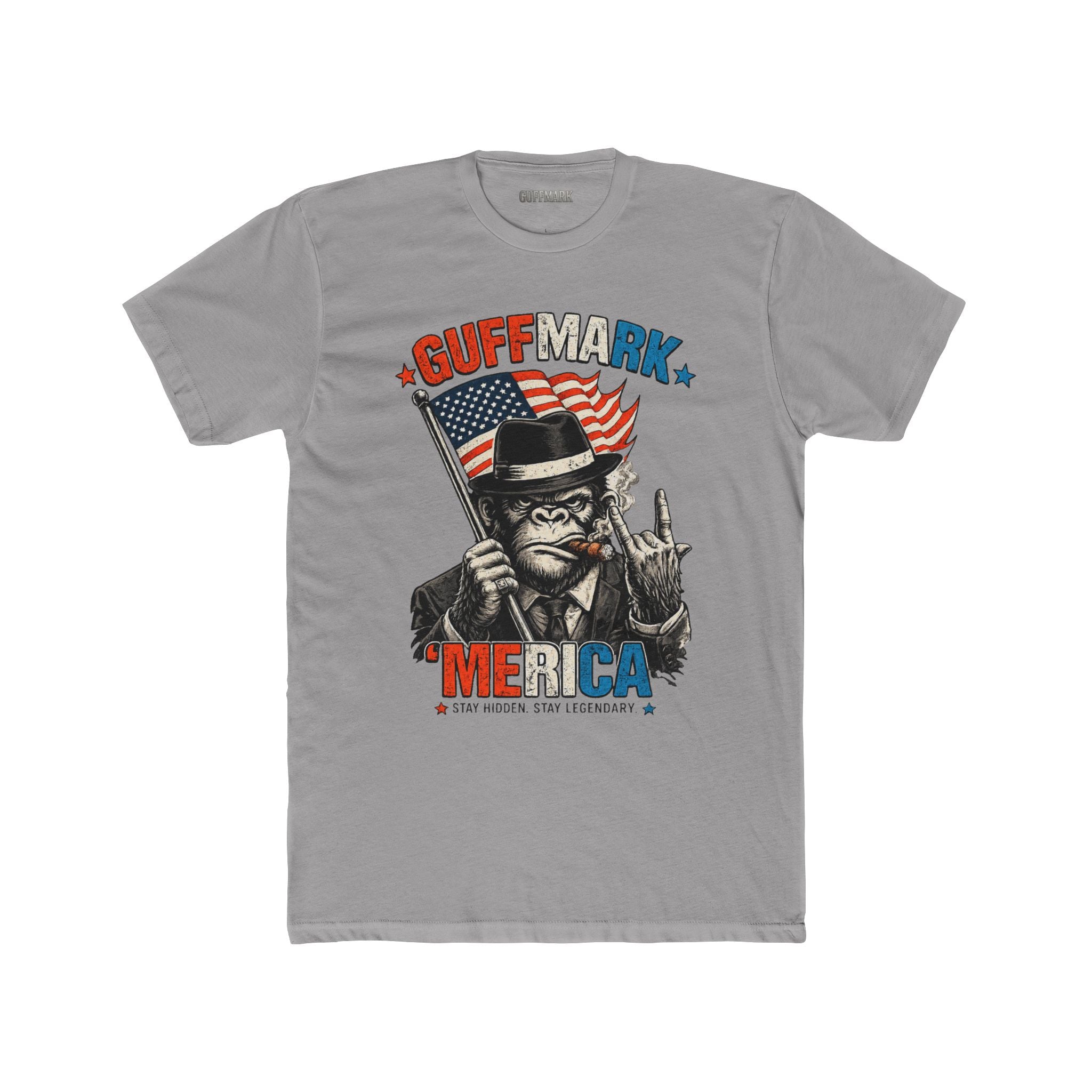 ’MERICA Patriotic Gorilla Graphic Tee Cigar Smoking Freedom Shirt