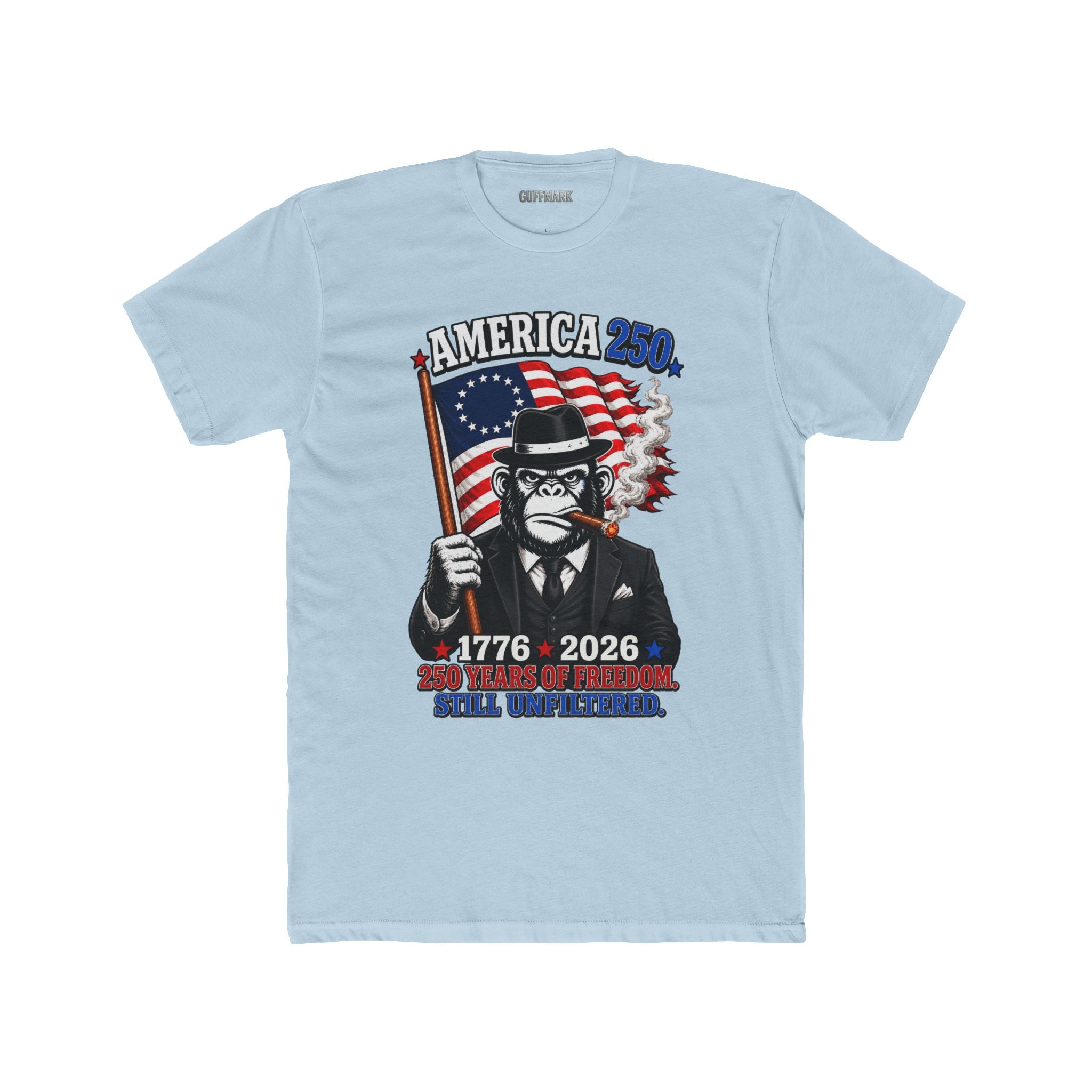 GuffMark America 250 Gorilla Tee | 1776–2026 Patriotic Cigar Graphic Shirt