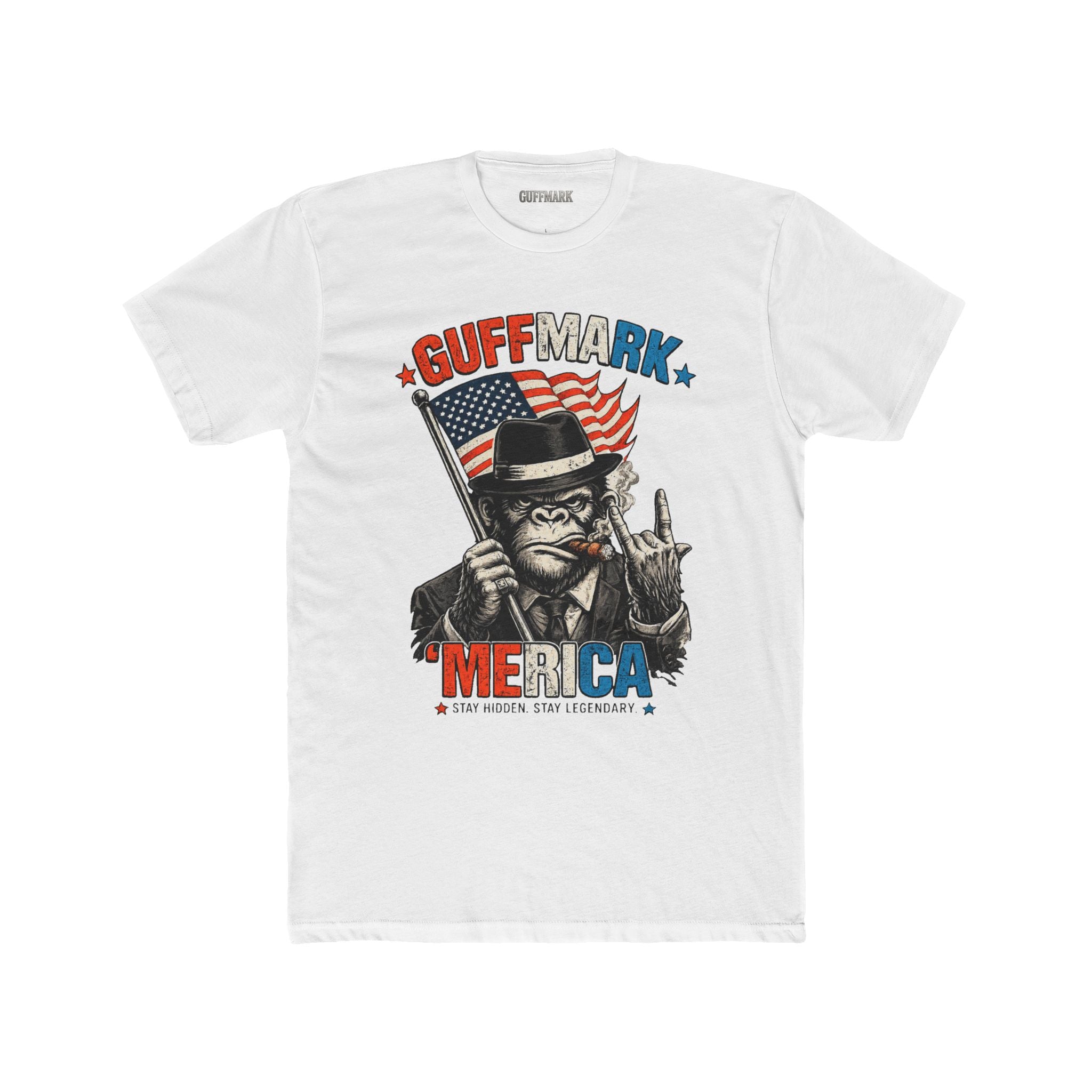 ’MERICA Patriotic Gorilla Graphic Tee Cigar Smoking Freedom Shirt