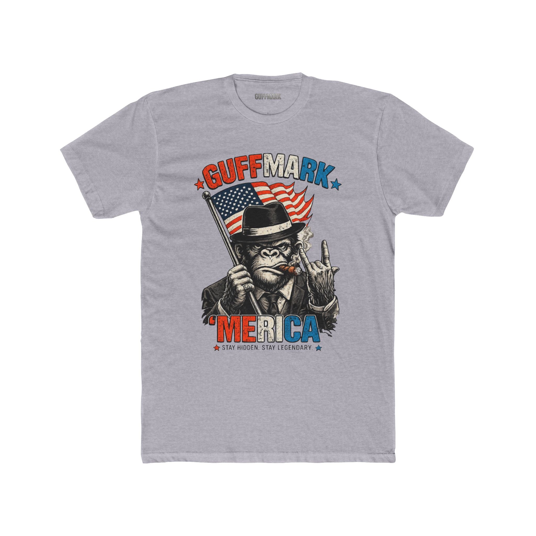 ’MERICA Patriotic Gorilla Graphic Tee Cigar Smoking Freedom Shirt