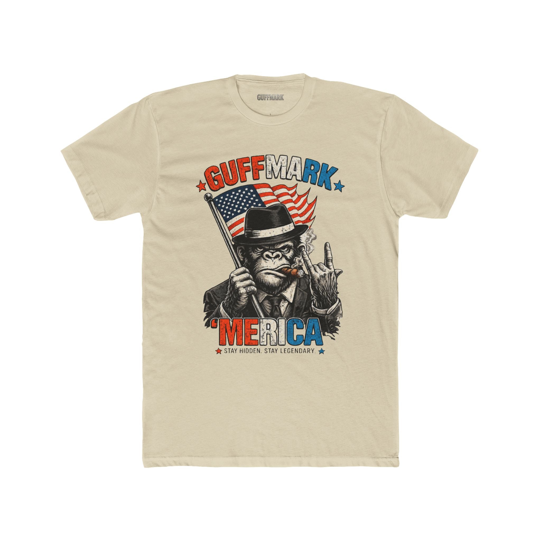 ’MERICA Patriotic Gorilla Graphic Tee Cigar Smoking Freedom Shirt