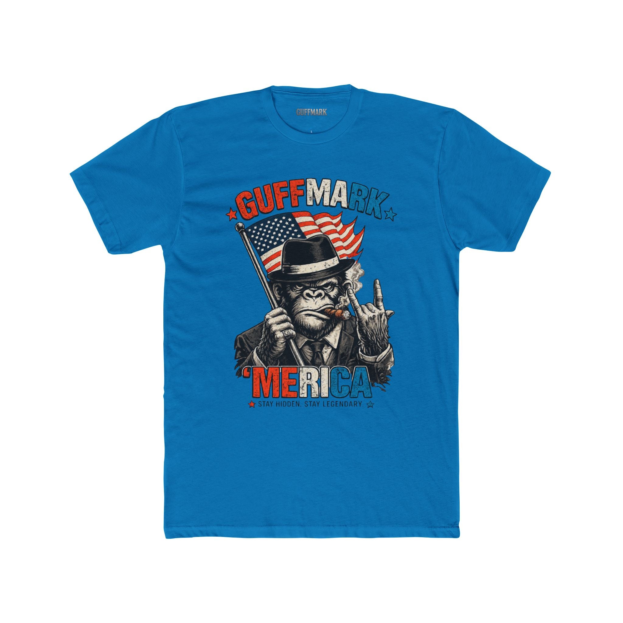 ’MERICA Patriotic Gorilla Graphic Tee Cigar Smoking Freedom Shirt