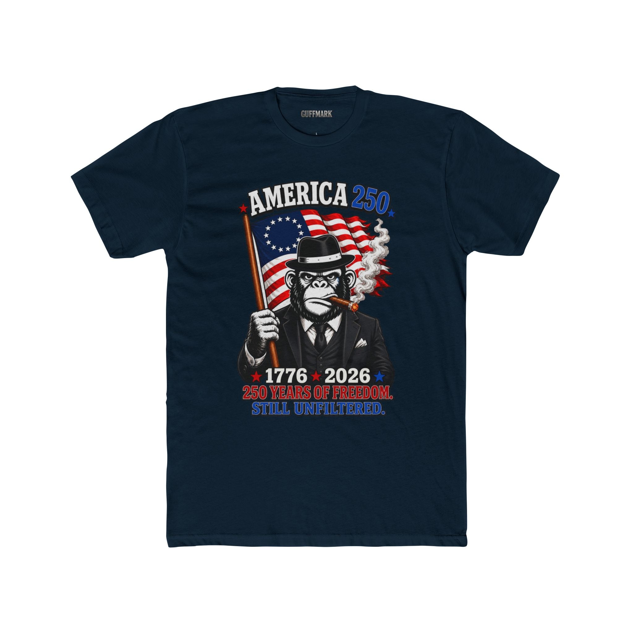 GuffMark America 250 Gorilla Tee | 1776–2026 Patriotic Cigar Graphic Shirt