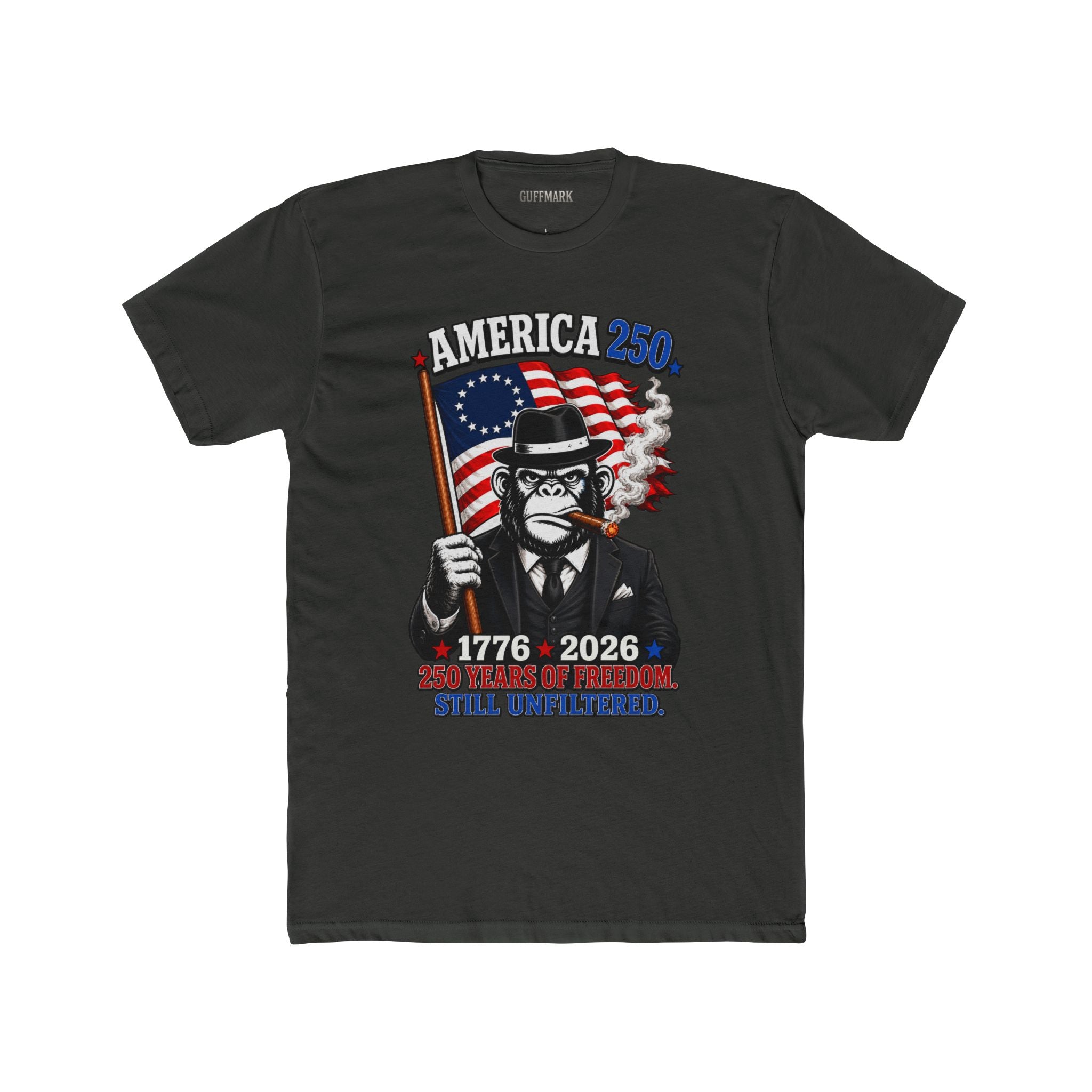 GuffMark America 250 Gorilla Tee | 1776–2026 Patriotic Cigar Graphic Shirt