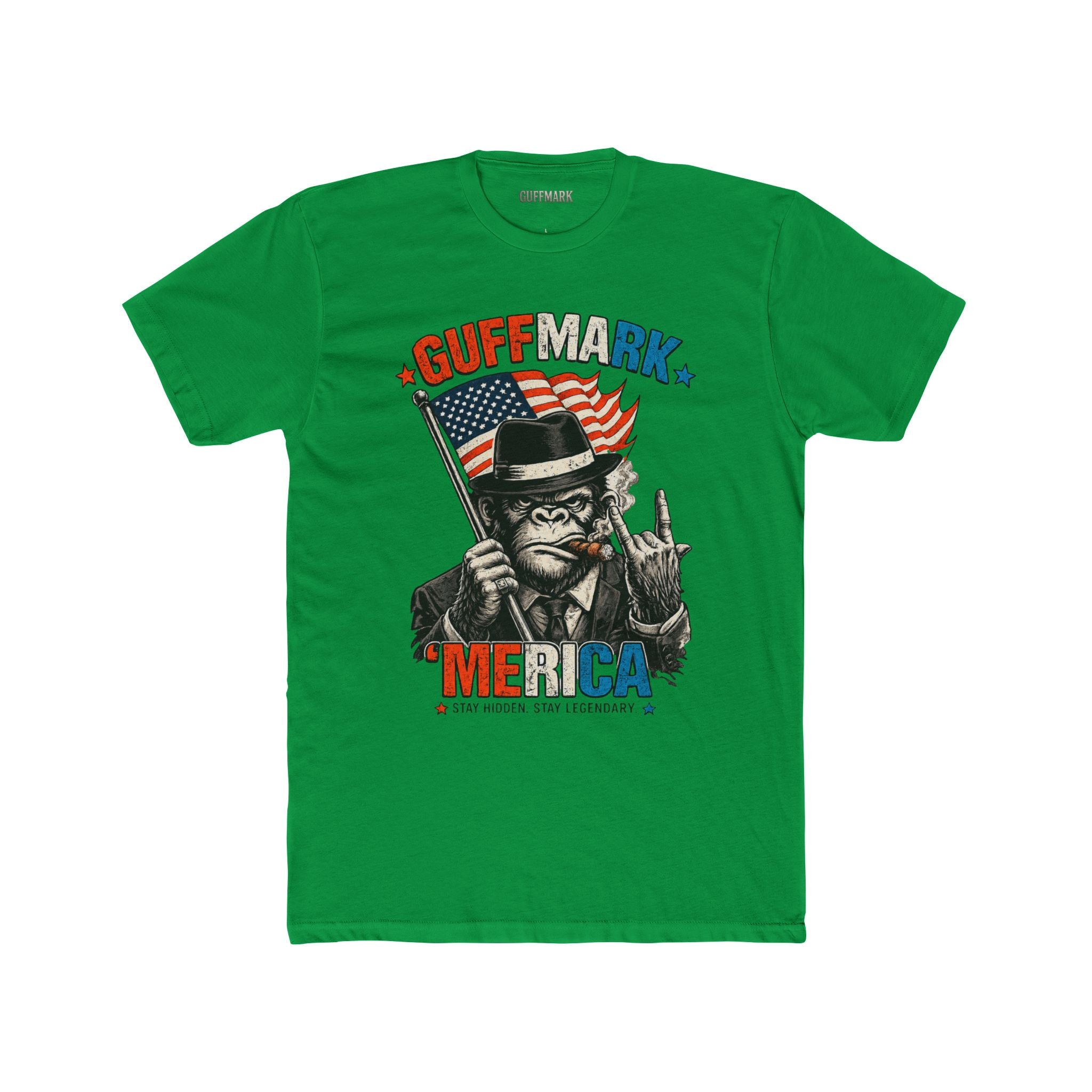 ’MERICA Patriotic Gorilla Graphic Tee Cigar Smoking Freedom Shirt