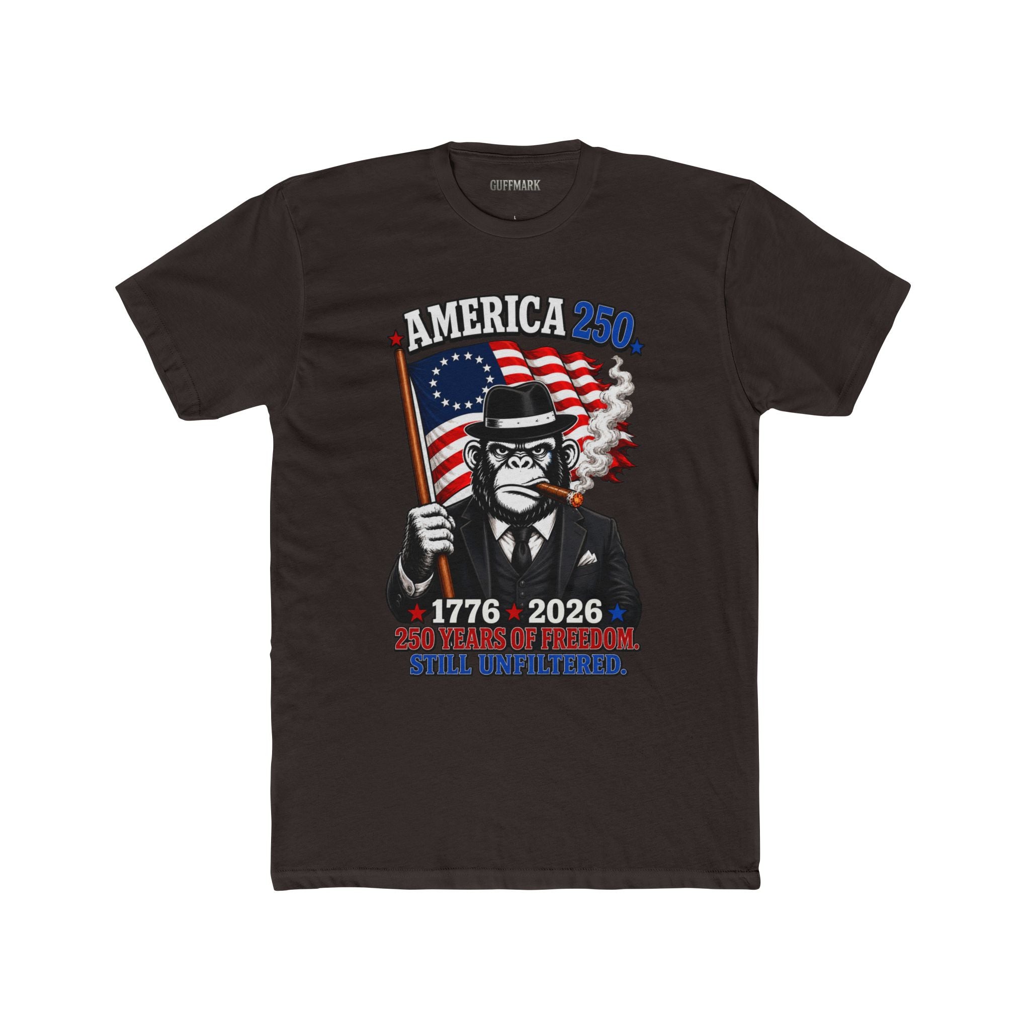 GuffMark America 250 Gorilla Tee | 1776–2026 Patriotic Cigar Graphic Shirt
