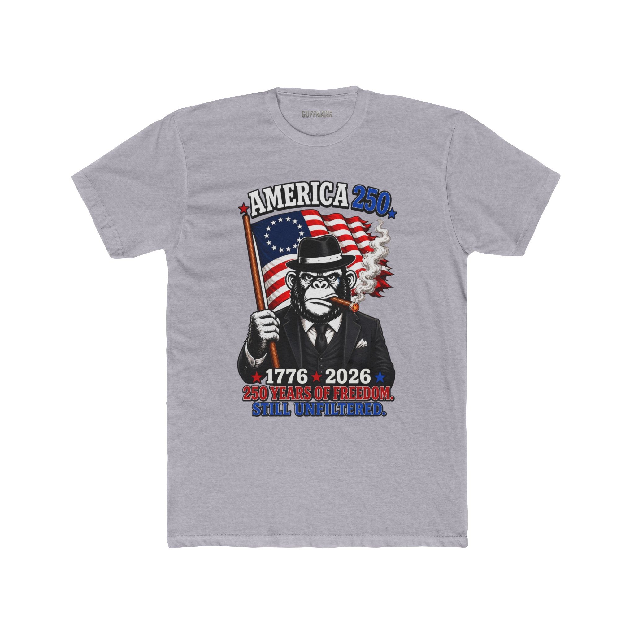 GuffMark America 250 Gorilla Tee | 1776–2026 Patriotic Cigar Graphic Shirt