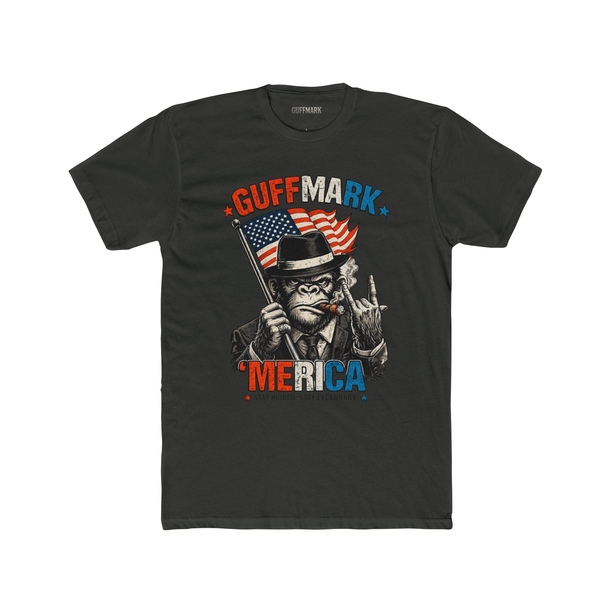 ’MERICA Patriotic Gorilla Graphic Tee Cigar Smoking Freedom Shirt