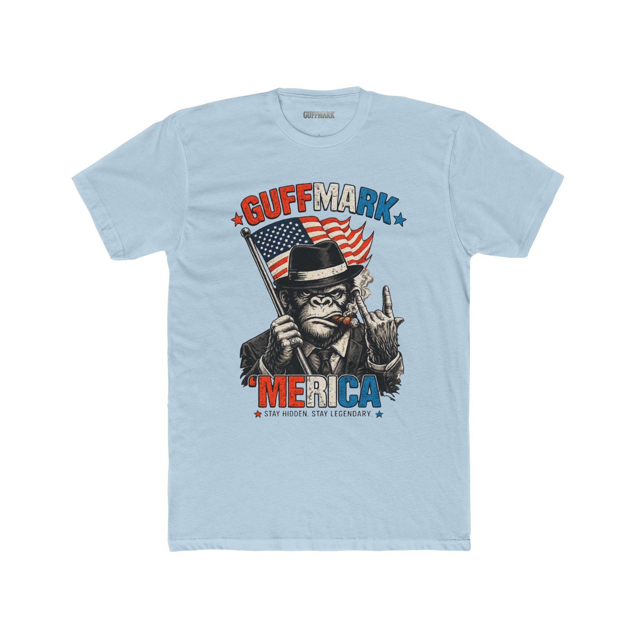 ’MERICA Patriotic Gorilla Graphic Tee Cigar Smoking Freedom Shirt