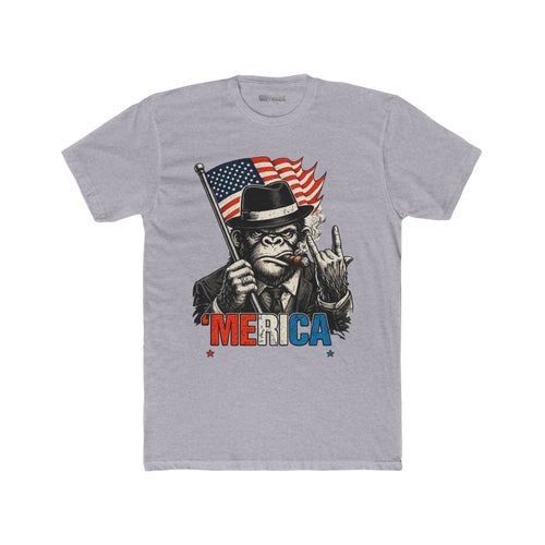 'MERICA Gorilla Patriotic Graphic Tee American Flag Cigar Shirt