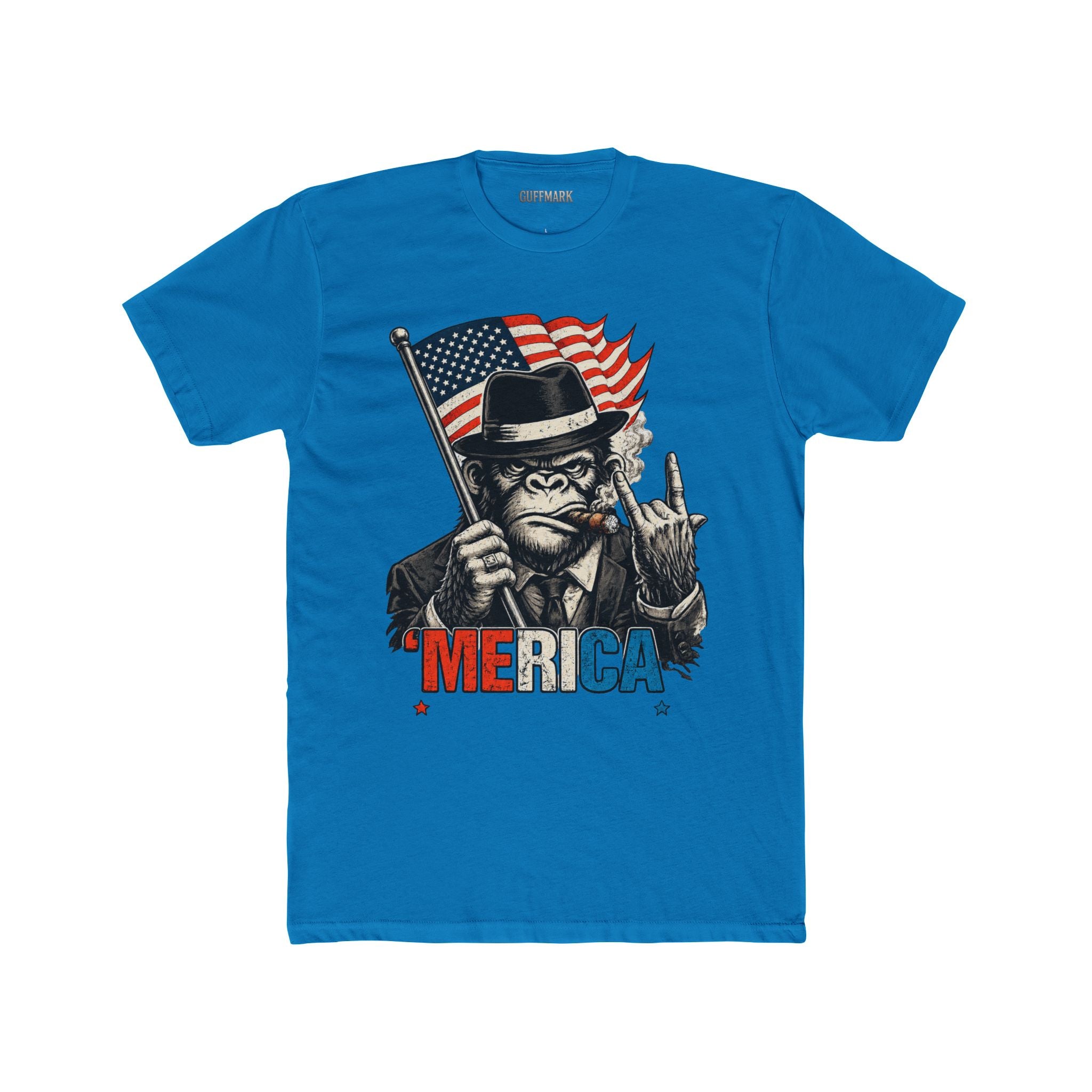 'MERICA Gorilla Patriotic Graphic Tee American Flag Cigar Shirt